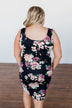 Better With You Floral Cinched Dress- Dark Navy