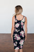 Better With You Floral Cinched Dress- Dark Navy