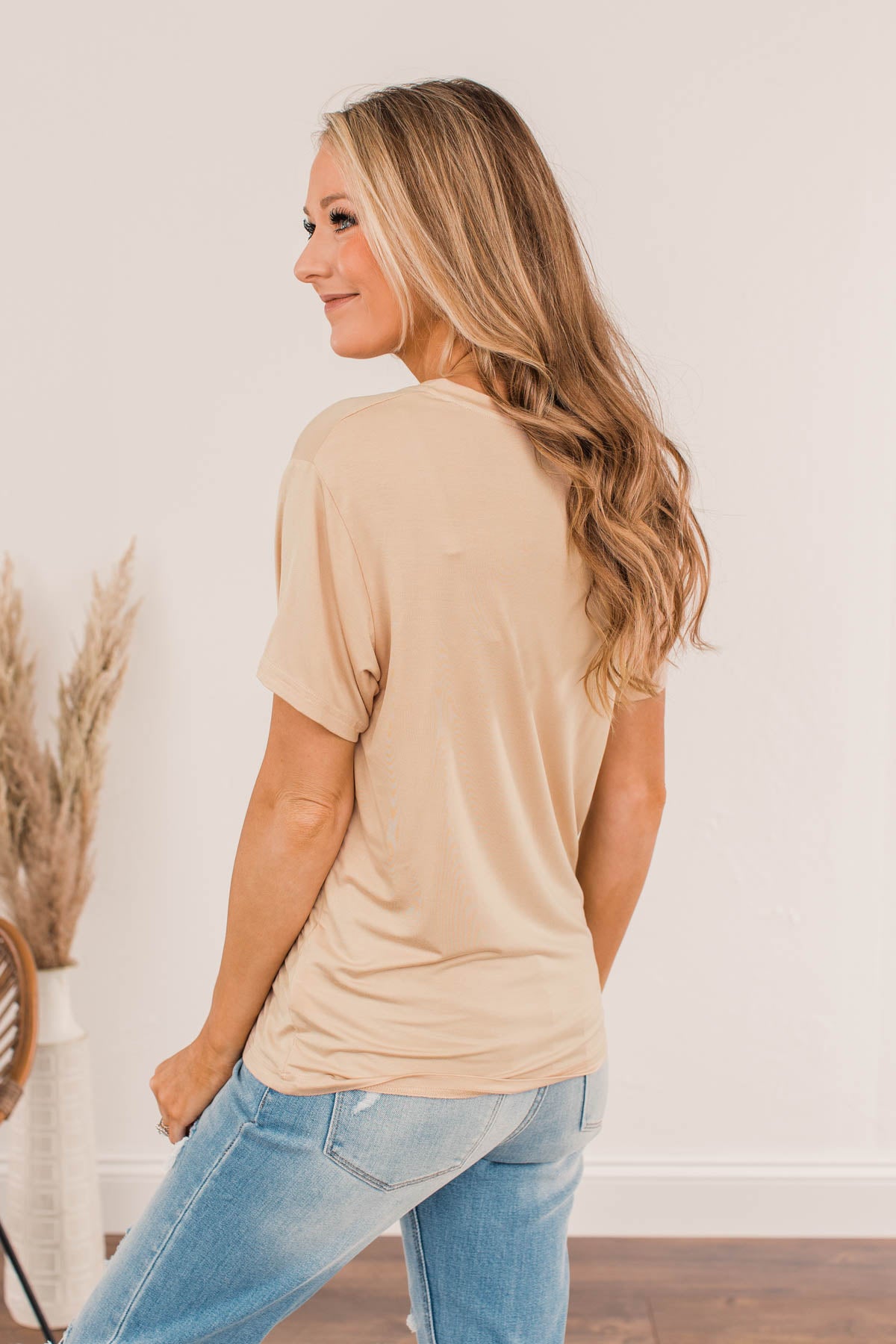 Always Essential V-Neck Top- Tan
