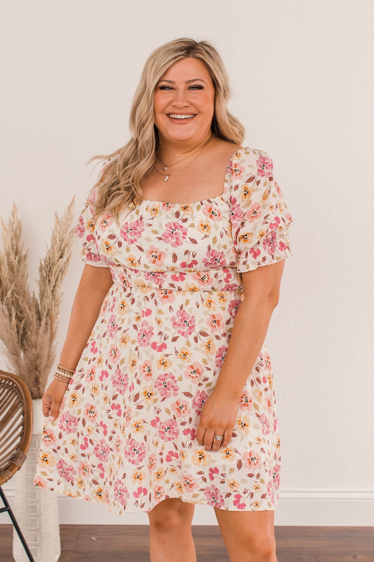Afternoon Daydream Off-The-Shoulder Dress- Pink