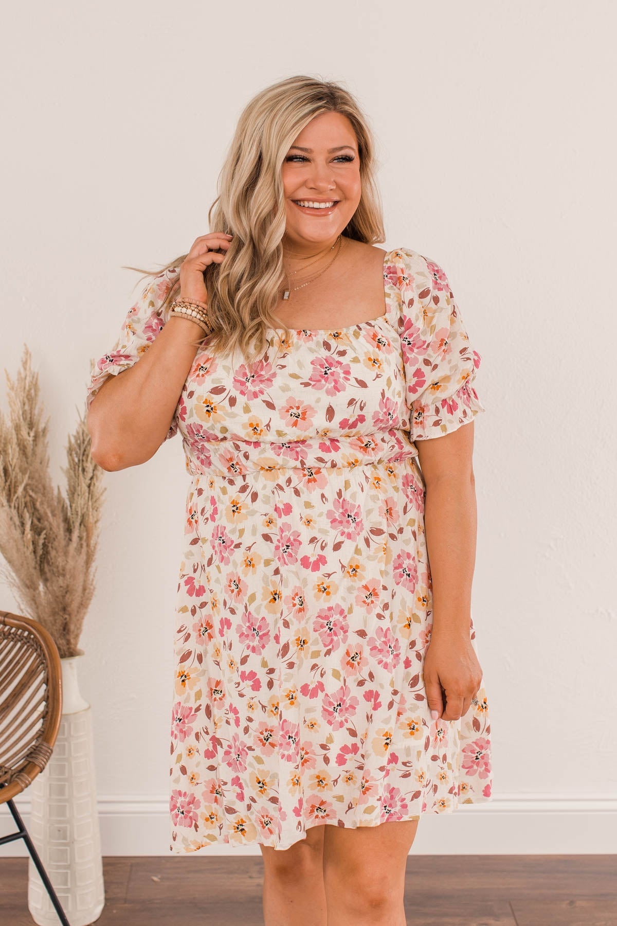 Afternoon Daydream Off-The-Shoulder Dress- Pink