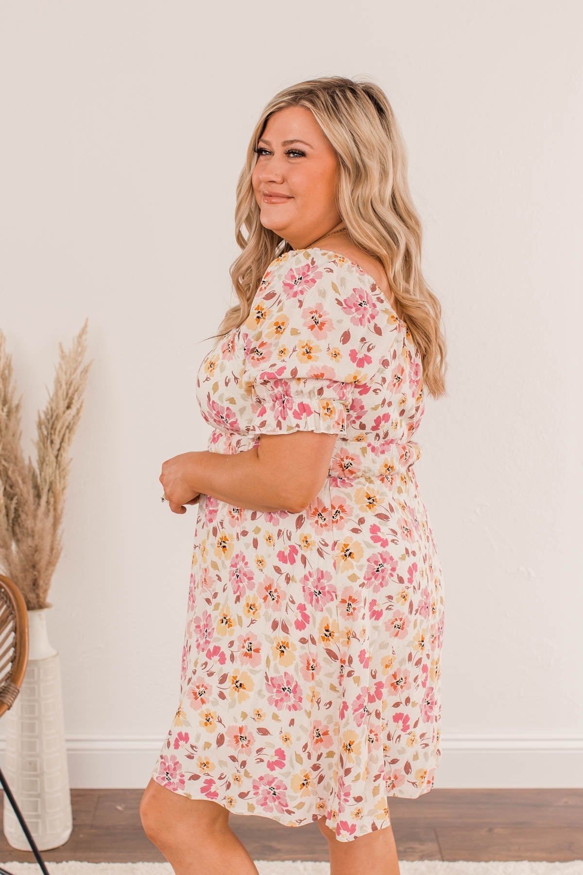 Afternoon Daydream Off-The-Shoulder Dress- Pink