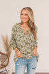 Floral Friends Long Sleeve Top- Olive