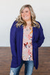 Knitted Drape Cardigan- Royal Blue