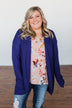 Knitted Drape Cardigan- Royal Blue