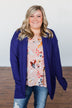 Knitted Drape Cardigan- Royal Blue