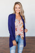 Knitted Drape Cardigan- Royal Blue