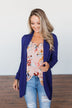 Knitted Drape Cardigan- Royal Blue