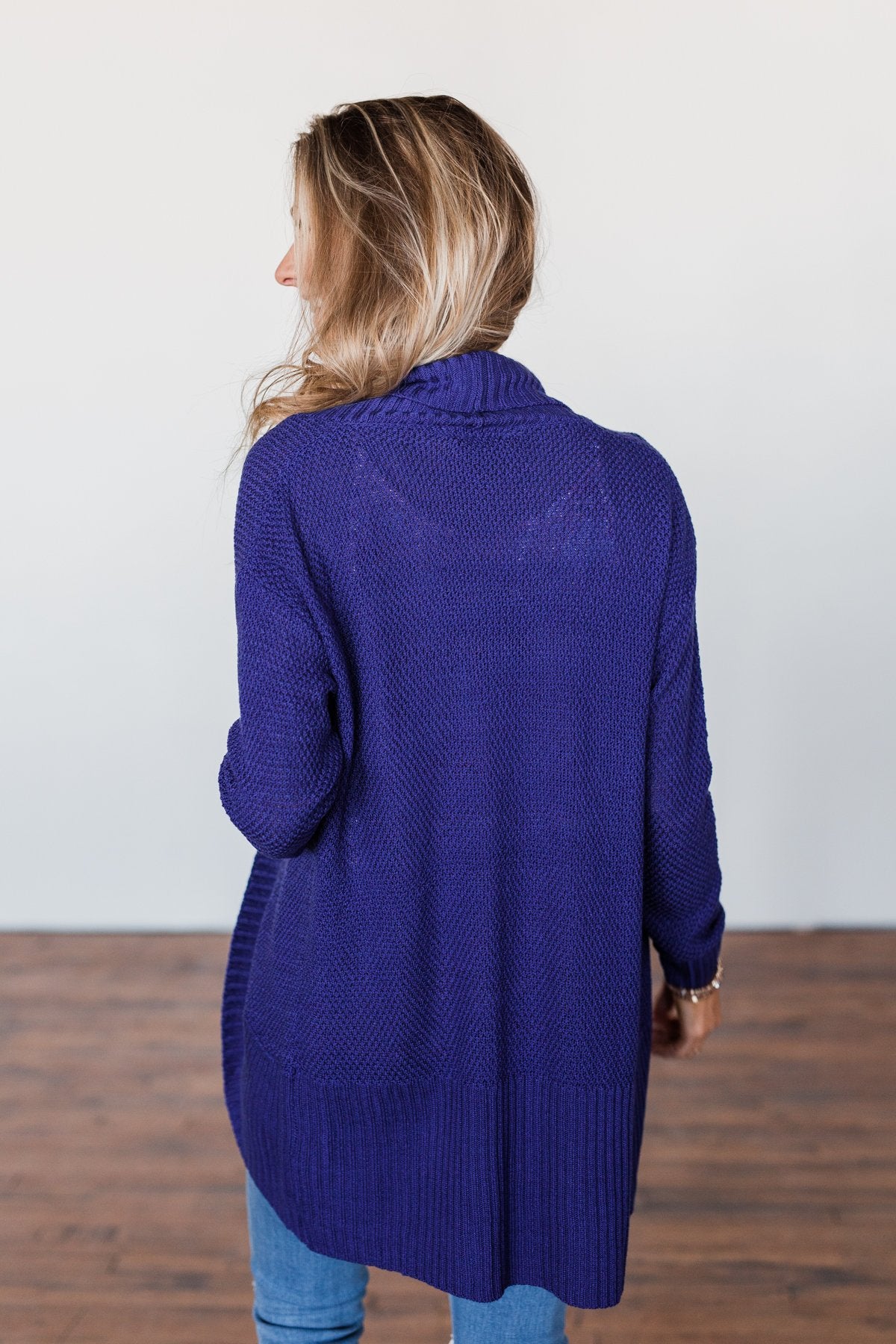 Knitted Drape Cardigan- Royal Blue
