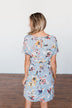 Doing Something Right Floral Dress- Dusty Blue