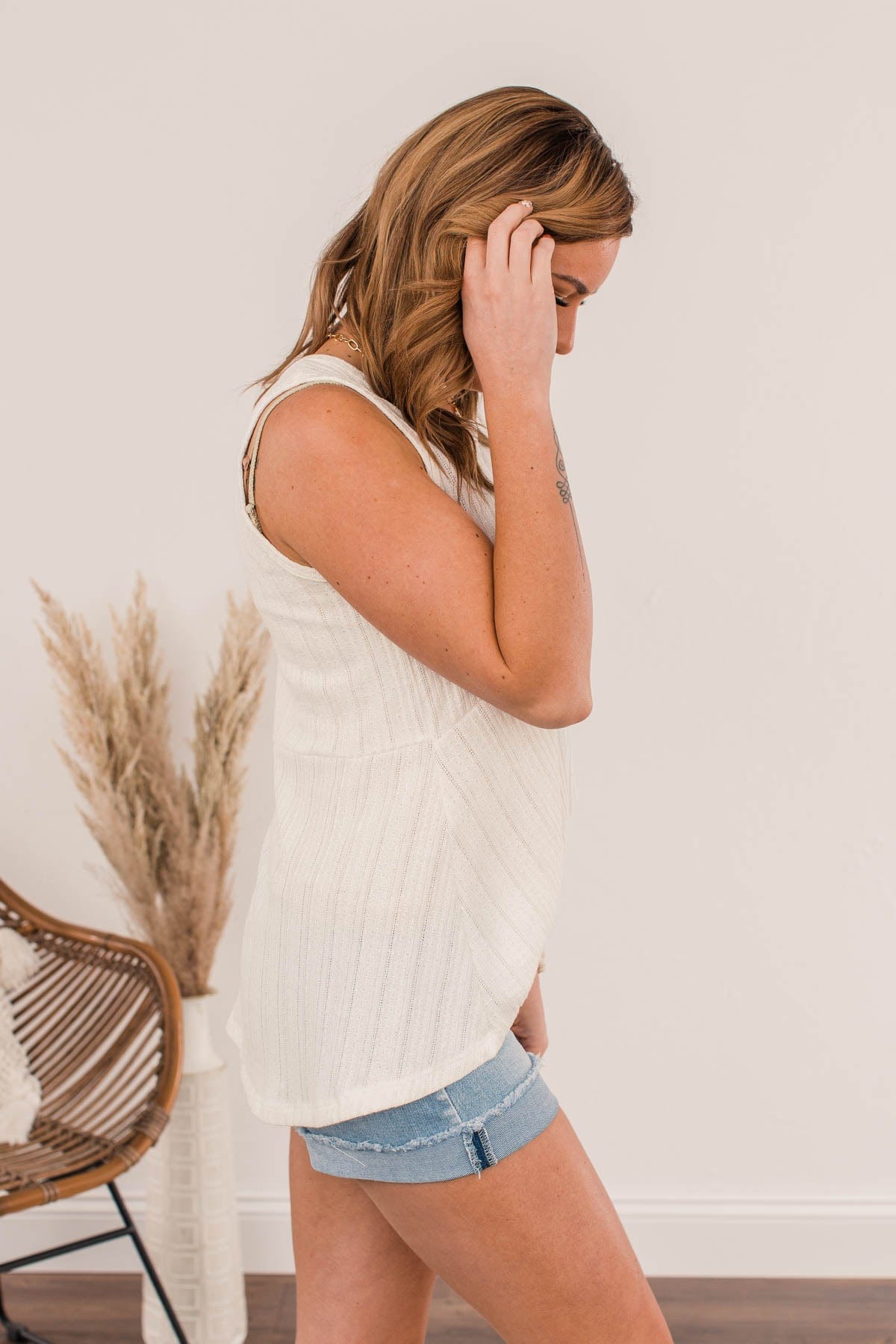 Take Me For A Spin Knit Tank Top- Ivory