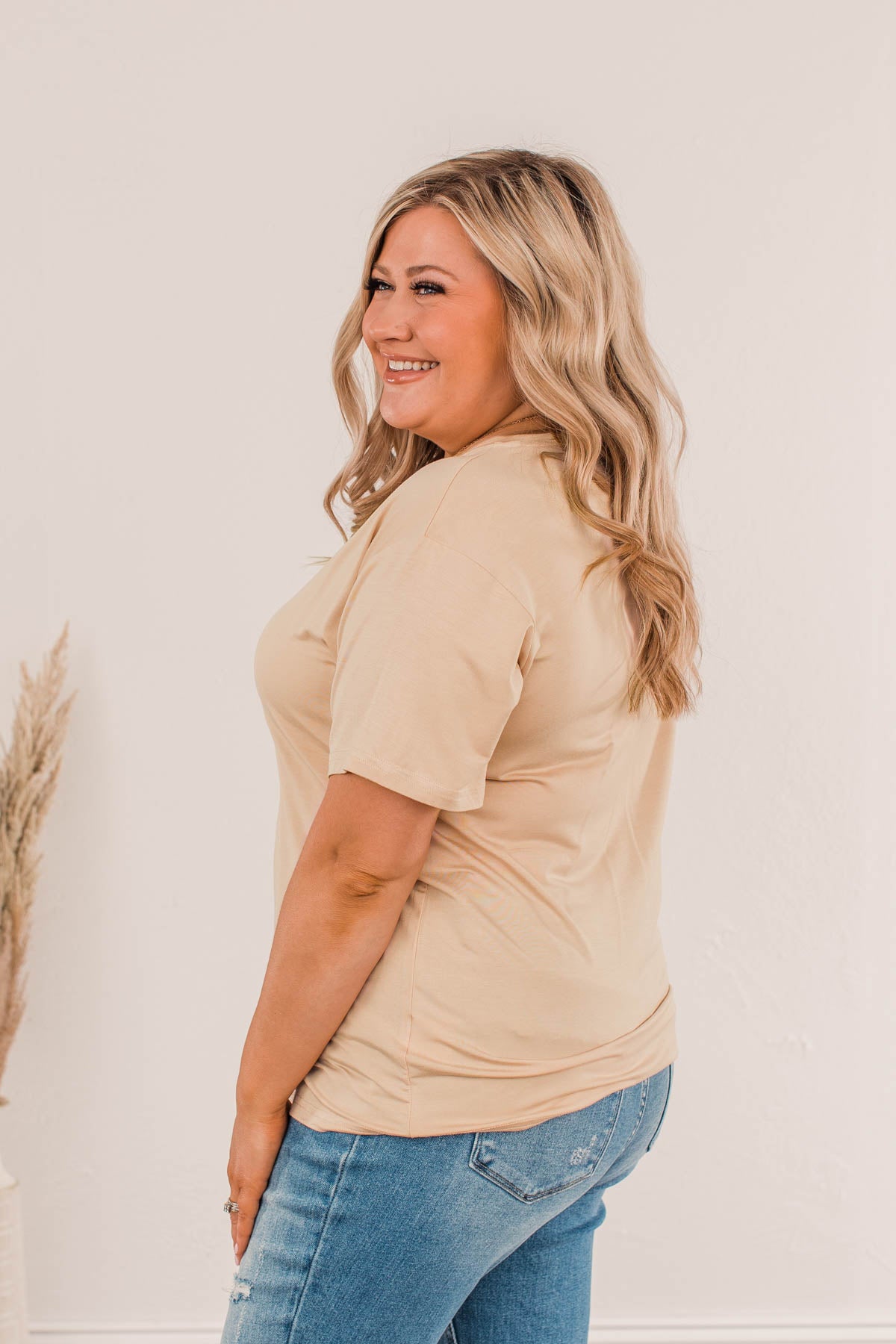 Always Essential V-Neck Top- Tan
