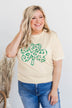 Say A Wish Leopard Shamrock Tee- Cream