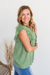 Let You Know Flutter Sleeve Blouse- Sage