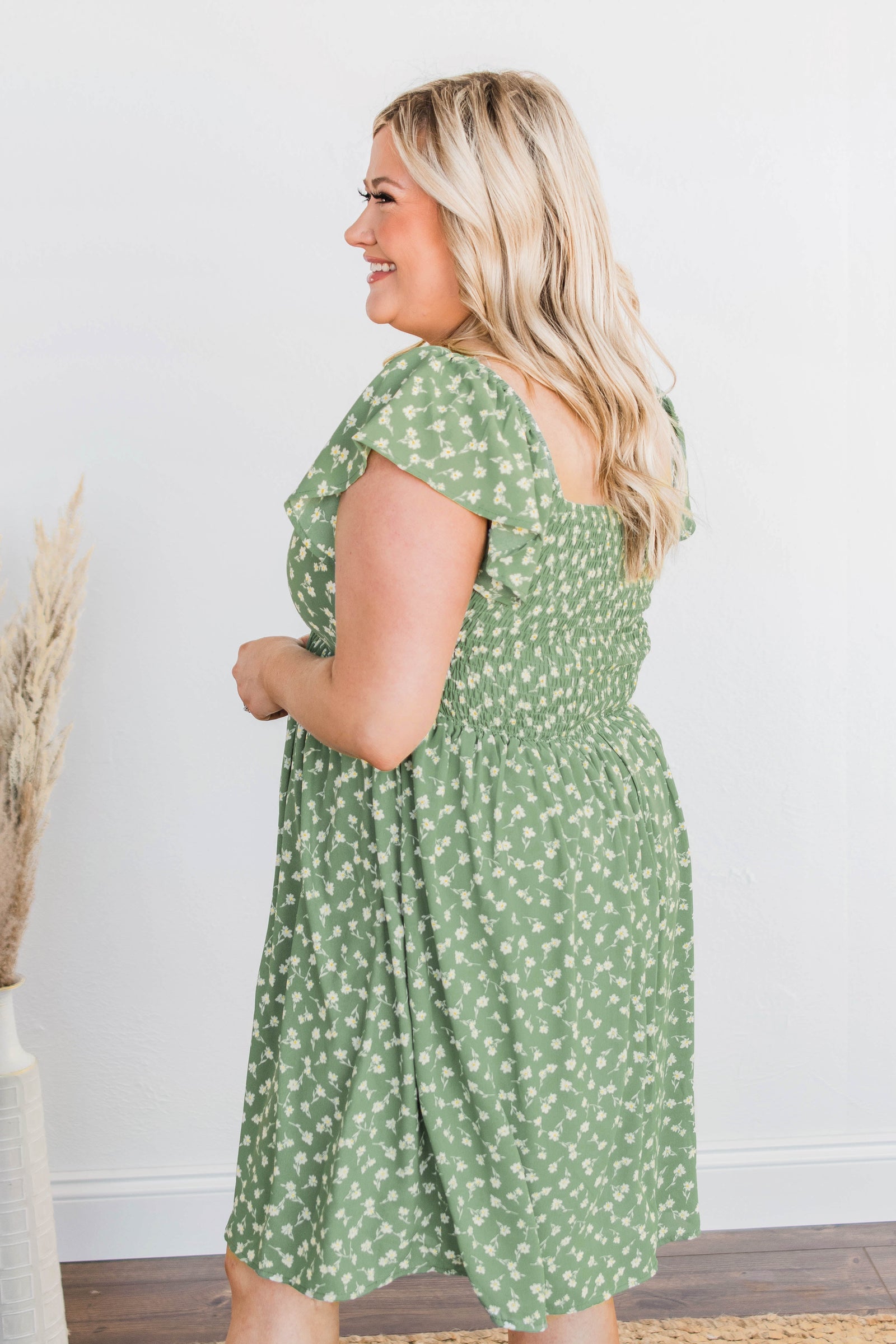 Better By Myself Floral Dress- Sage & Ivory