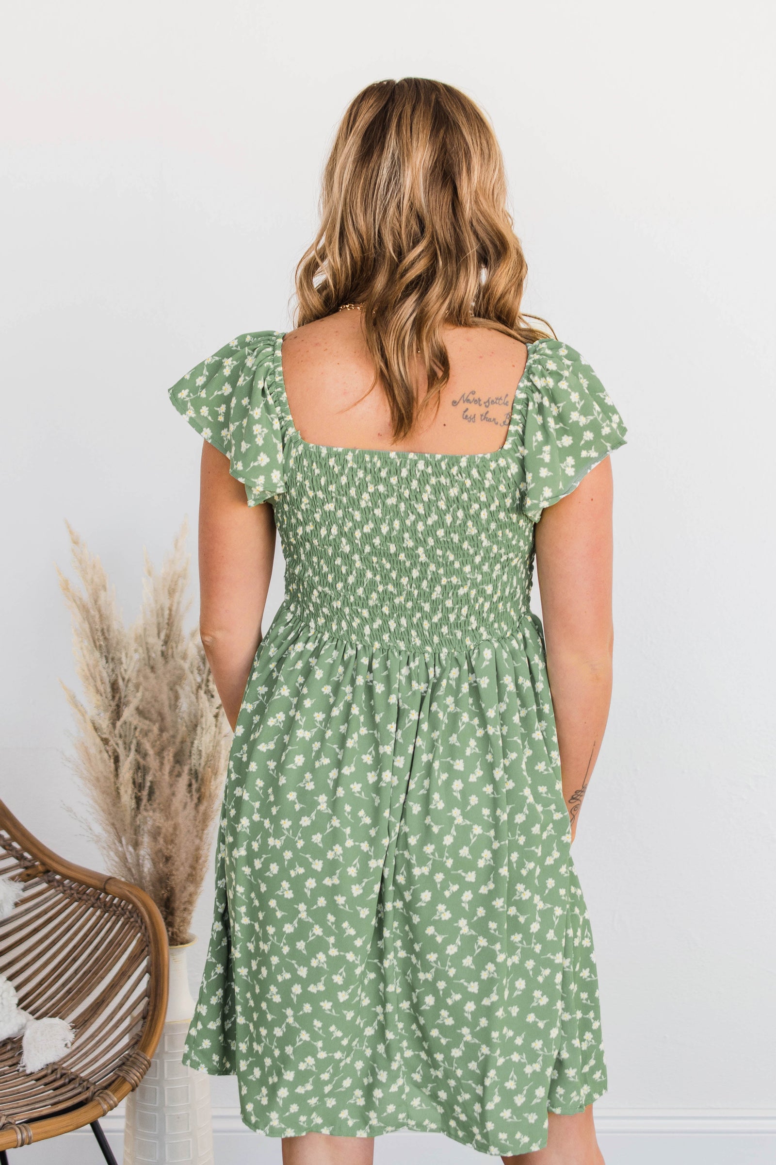 Better By Myself Floral Dress- Sage & Ivory