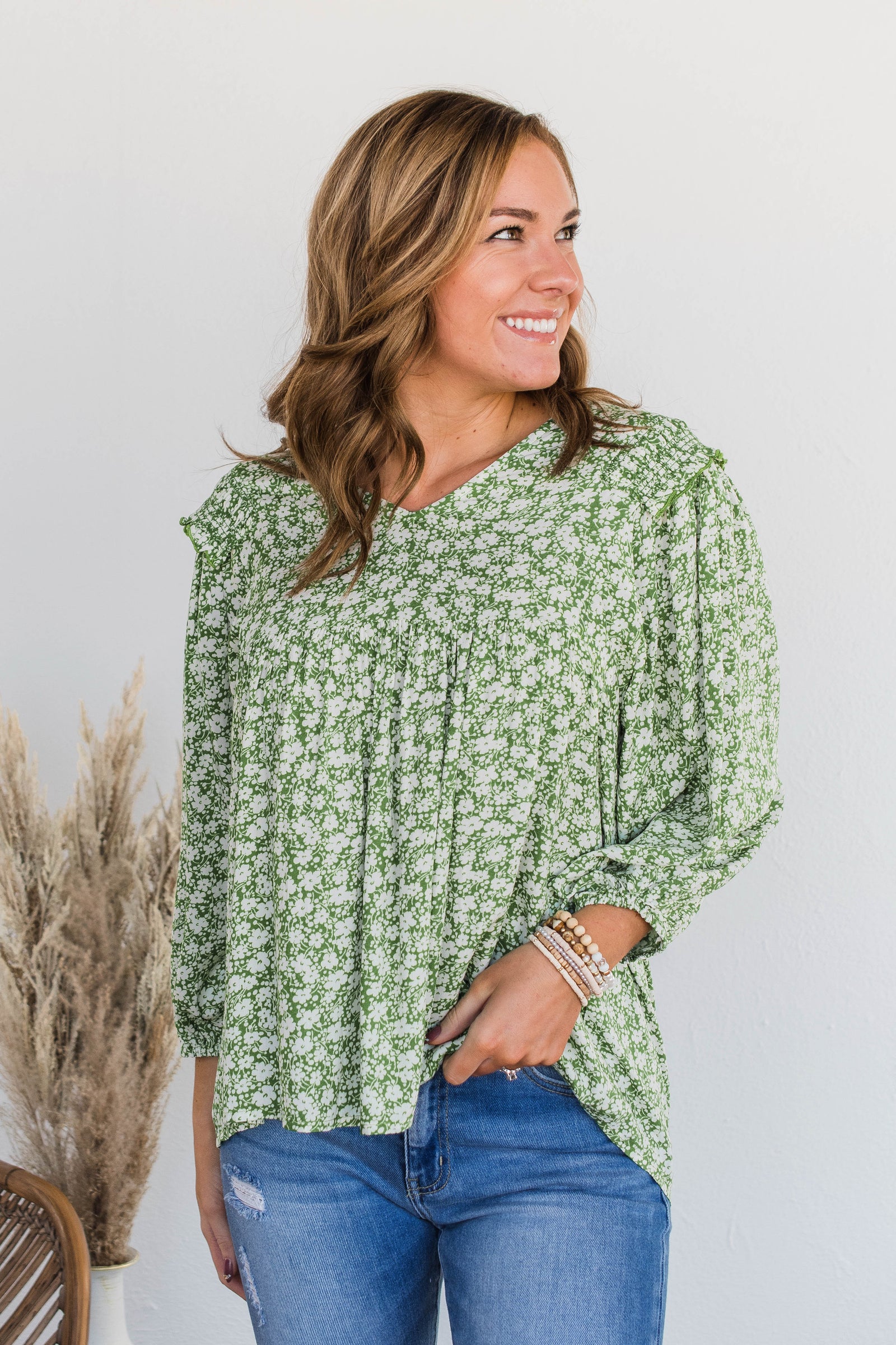 Leprechaun Luck Blouse Top- Green & Ivory