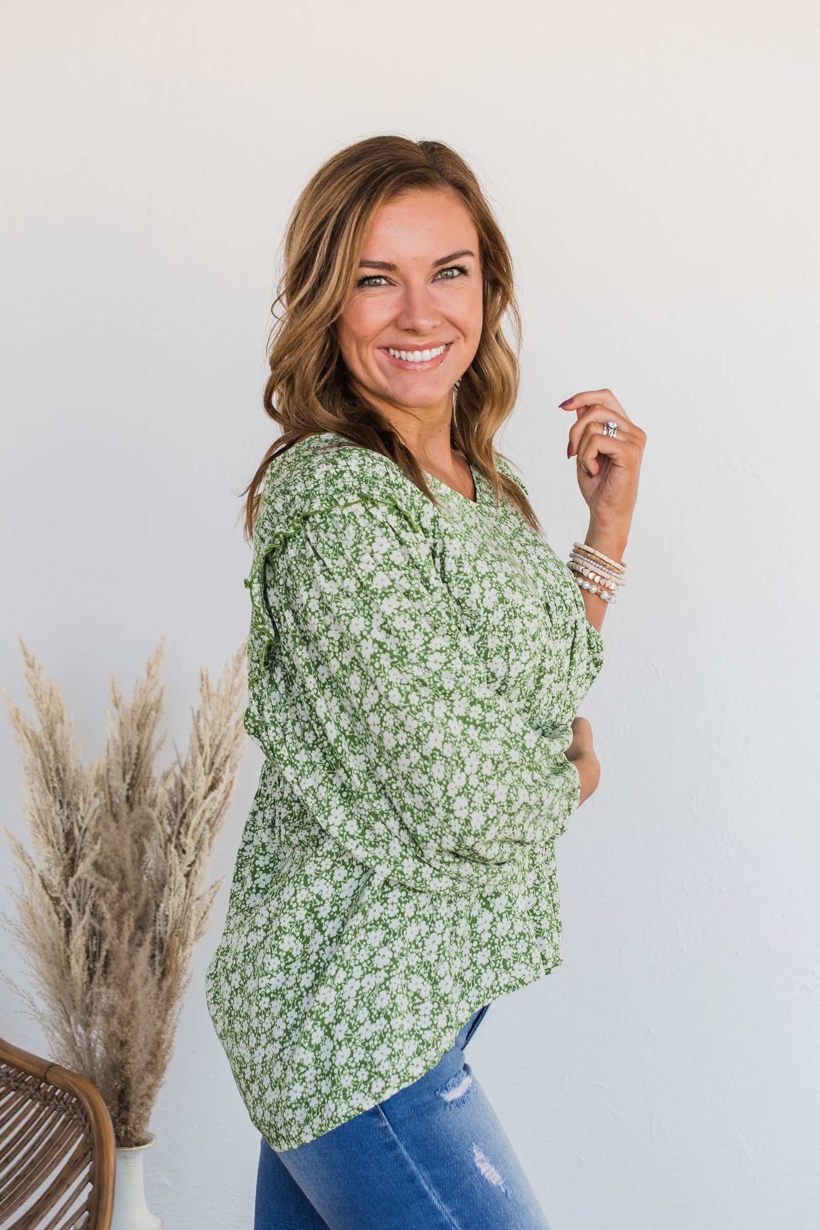 Leprechaun Luck Blouse Top- Green & Ivory