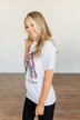 "Happy Mama" Rainbow Graphic Tee- Light Heather Grey