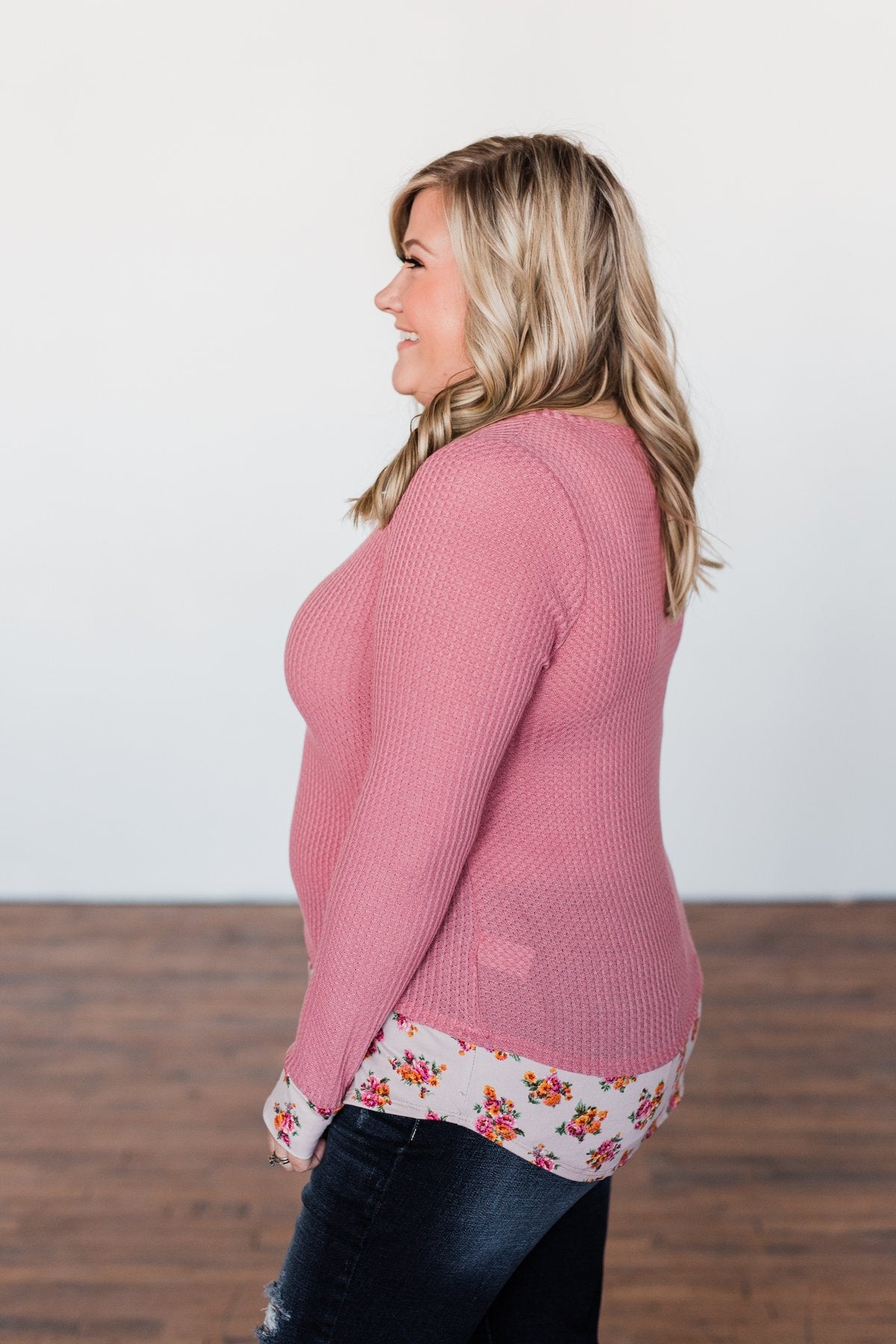 Promise Me Forever Waffle Knit Top- Mauve Pink