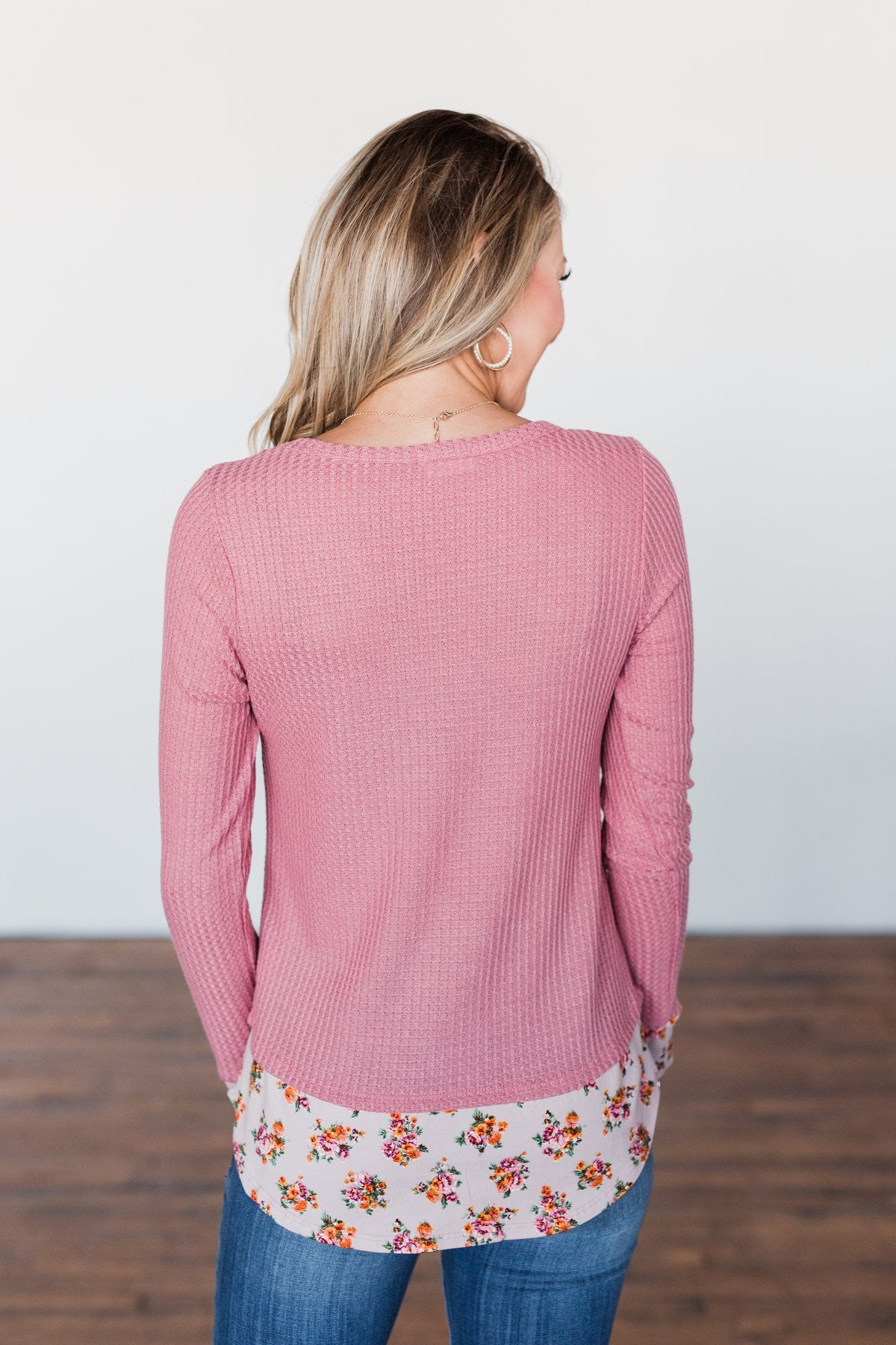 Promise Me Forever Waffle Knit Top- Mauve Pink