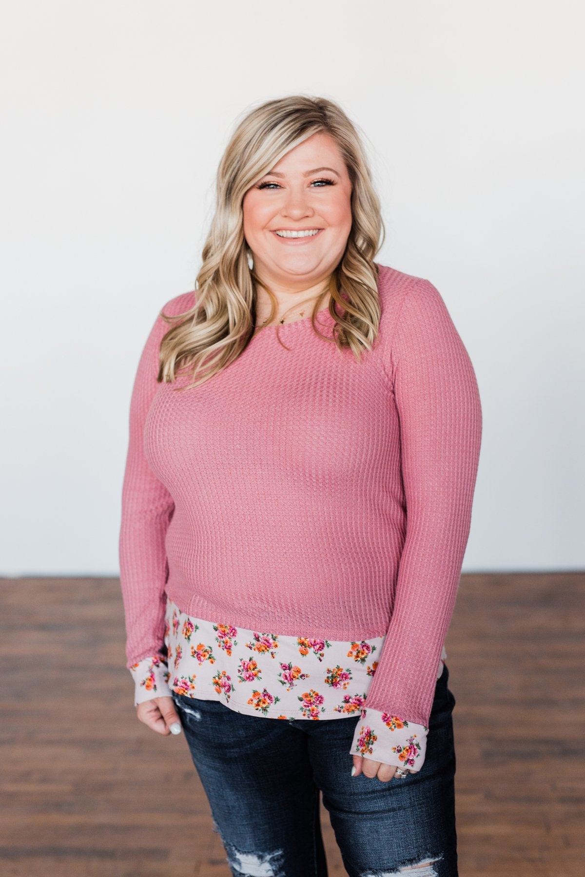Promise Me Forever Waffle Knit Top- Mauve Pink