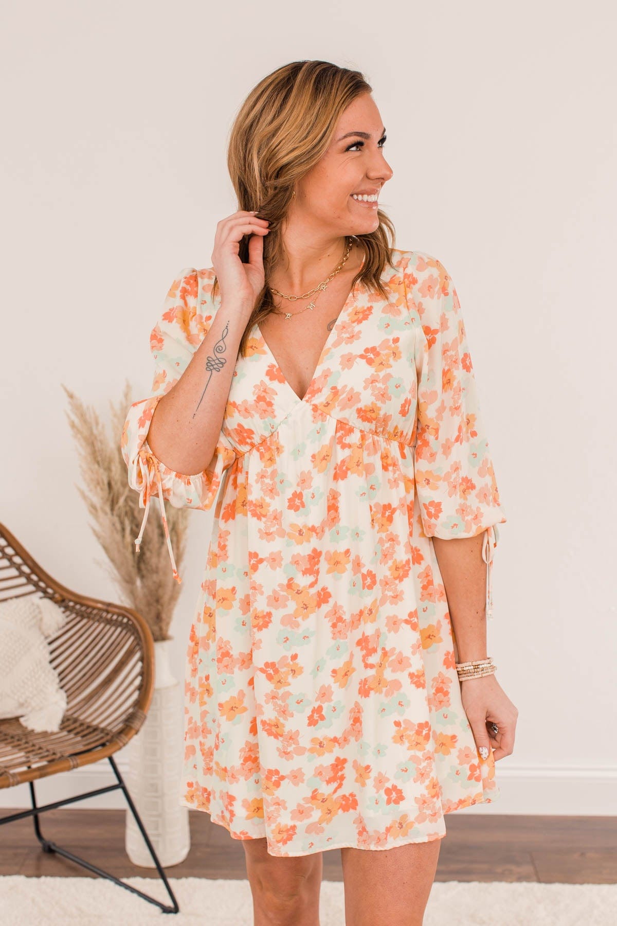 Growing Kindness Mini Dress- Ivory