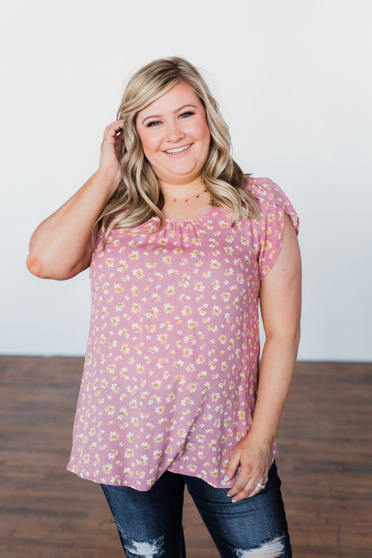 Dancing In Fields Floral Top- Pink