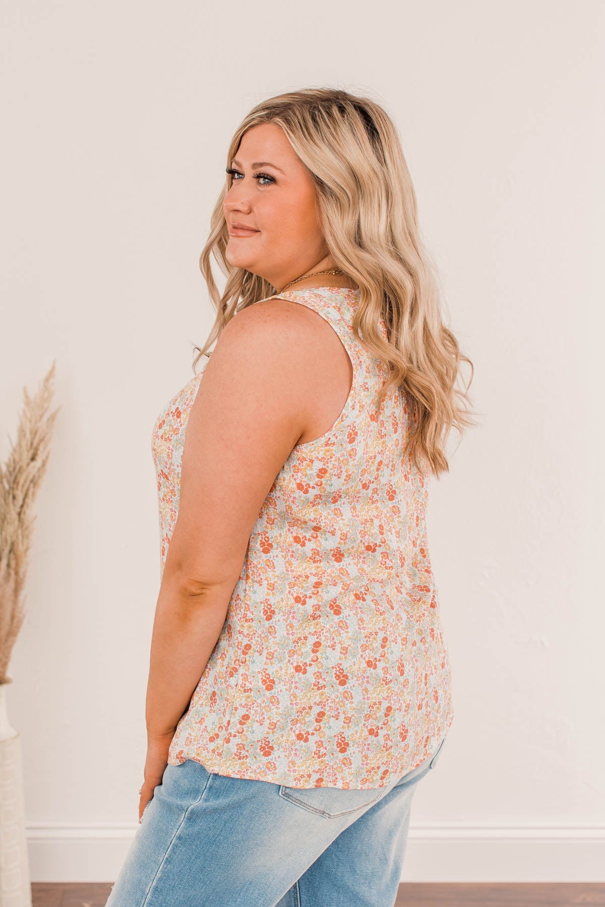 Morning Meadows Floral Tank- Coral & Yellow