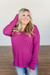 Life In Full Bloom V-Neck Knit Top- Magenta