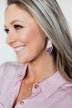 Color Block Pendant Gold Earrings- Blush Pink