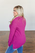 Life In Full Bloom V-Neck Knit Top- Magenta