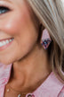 Color Block Pendant Gold Earrings- Blush Pink