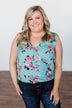 How Lovely Floral Tank Top- Blue