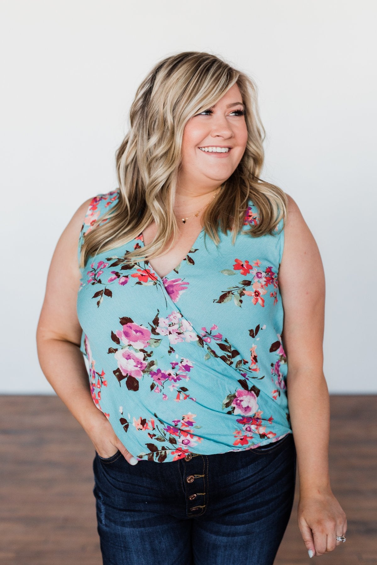 How Lovely Floral Tank Top- Blue