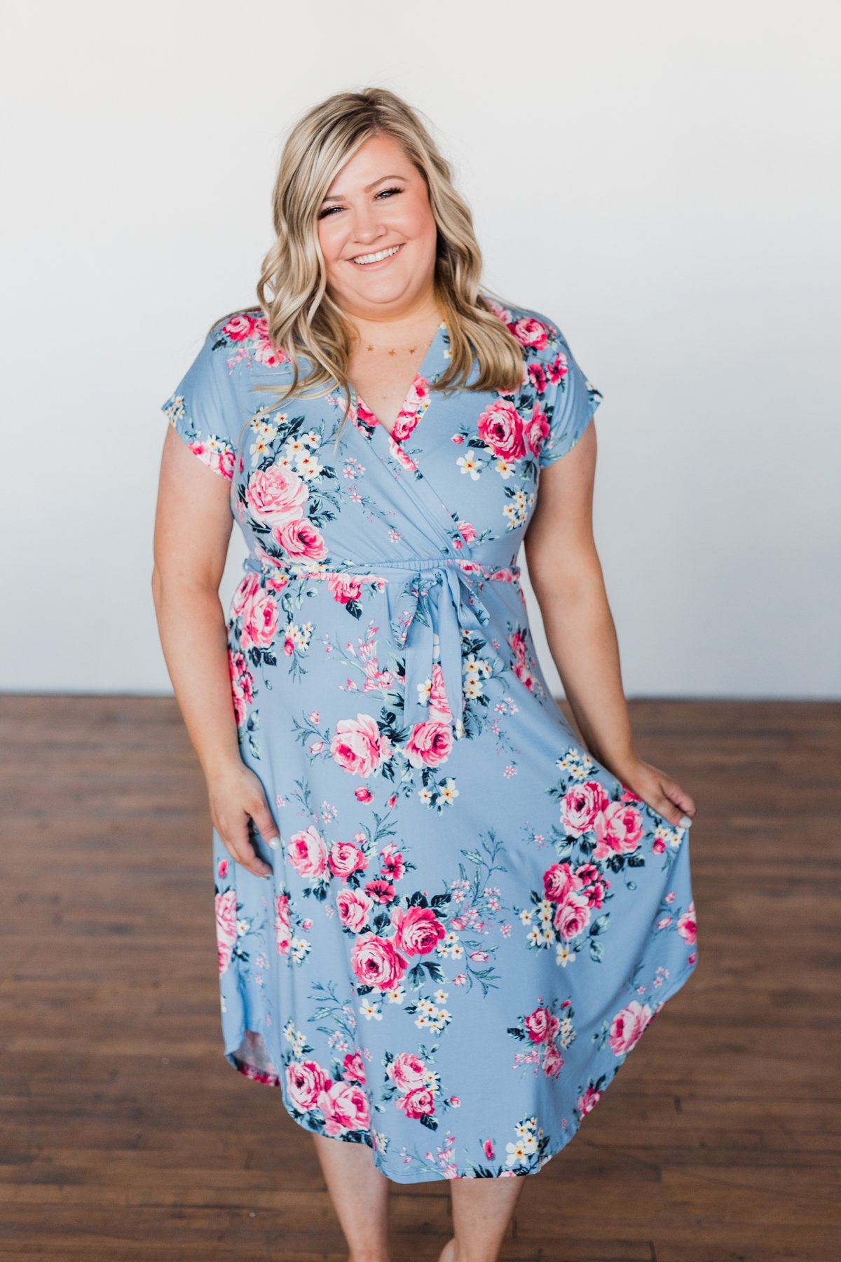 Everything You Want Floral Tie Dress- Baby Blue