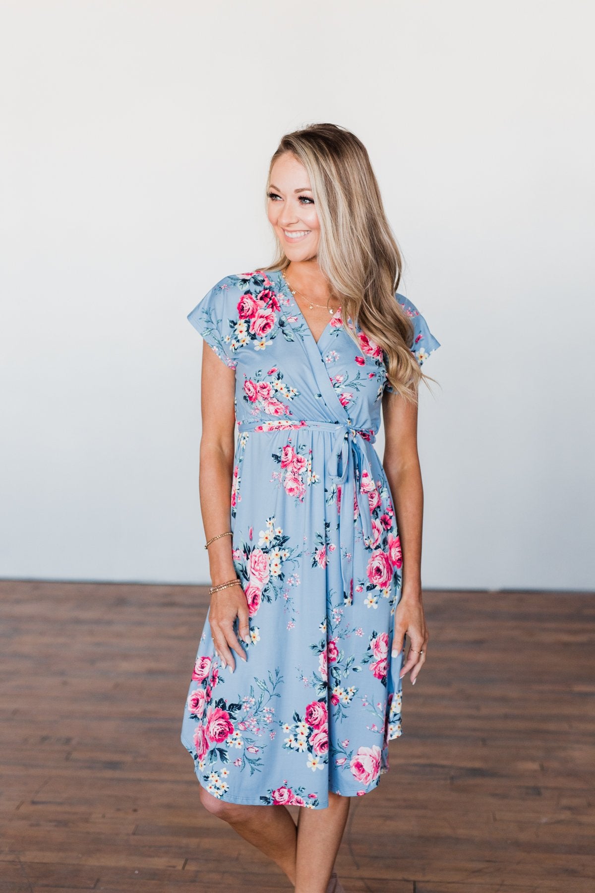Everything You Want Floral Tie Dress- Baby Blue – The Pulse Boutique