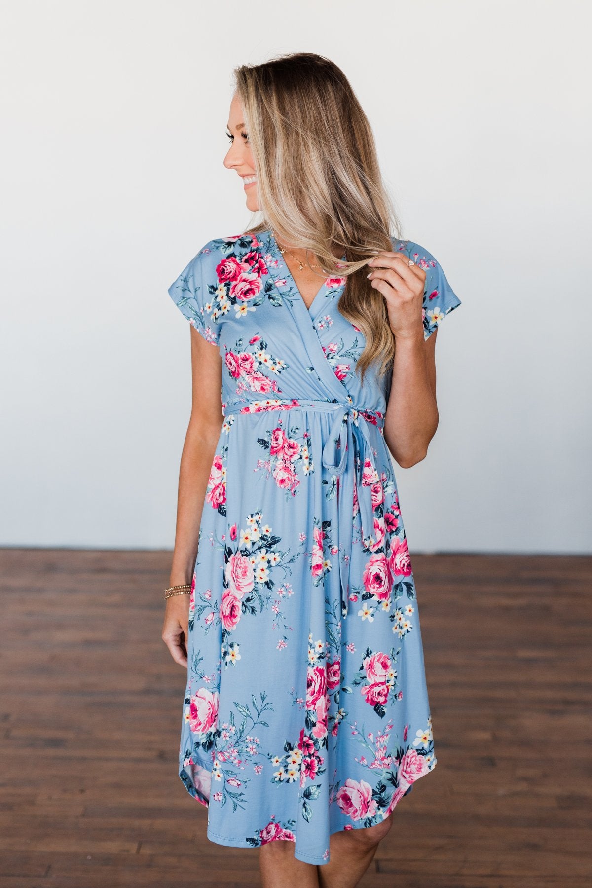 Everything You Want Floral Tie Dress- Baby Blue – The Pulse Boutique