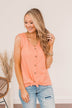See How I Arrive Button Tank- Peach