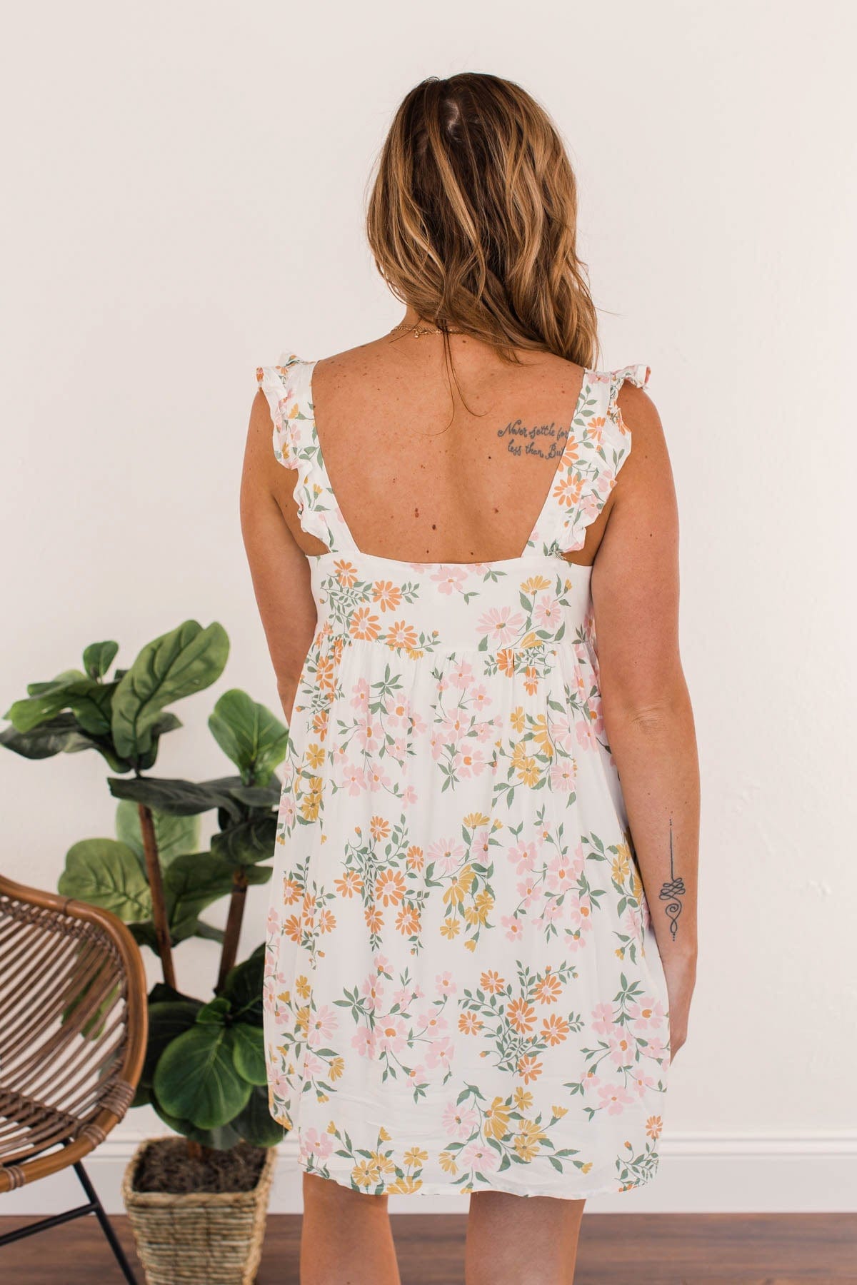 Petals In My Hair Floral Dress- Ivory