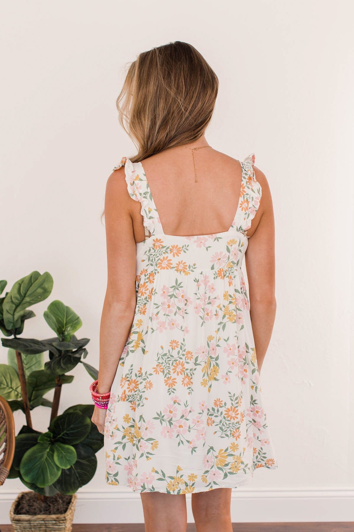 Petals In My Hair Floral Dress- Ivory