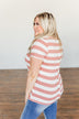 Paradise Awaits Striped Tee- Ivory & Dusty Peach