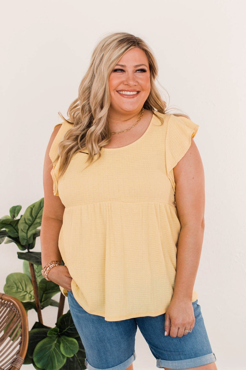 Perfect Poised Babydoll Knit Top- Yellow