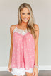 Morning Melodies Polka-Dot Tank Top- Pink & Off-White