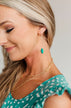 Dangle Hoop & Turquoise Stone Earrings- Gold