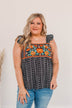 Festive Spirit Embroidered Tank Top- Black