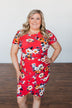 Infatuated By You Floral Cinched Dress- Deep Coral
