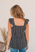 Festive Spirit Embroidered Tank Top- Black