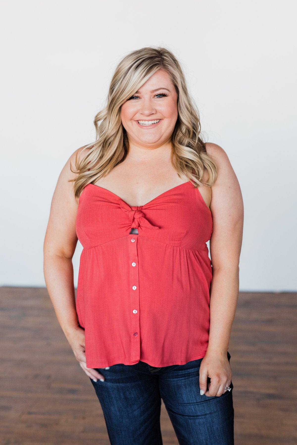 Better Than I Was Bow Tie Tank Top- Dark Coral