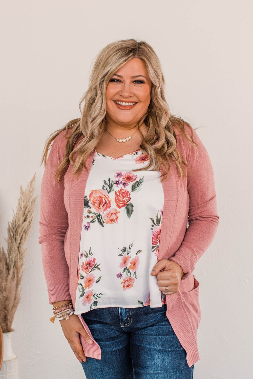 Comfortable With Myself Knit Cardigan- Dusty Rose - Main Image